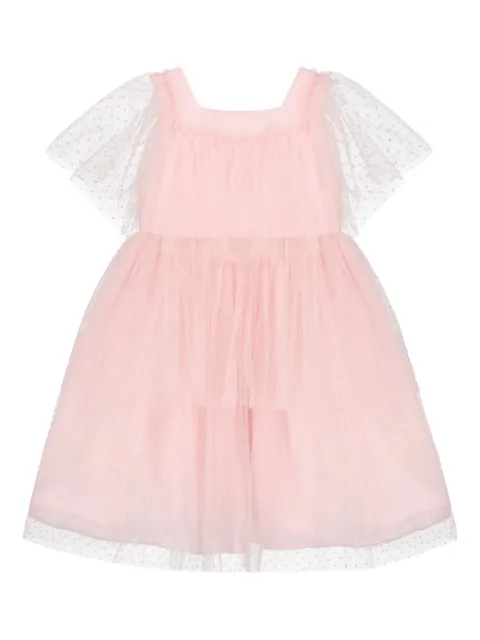 Patachou tulle flutter-sleeve dress