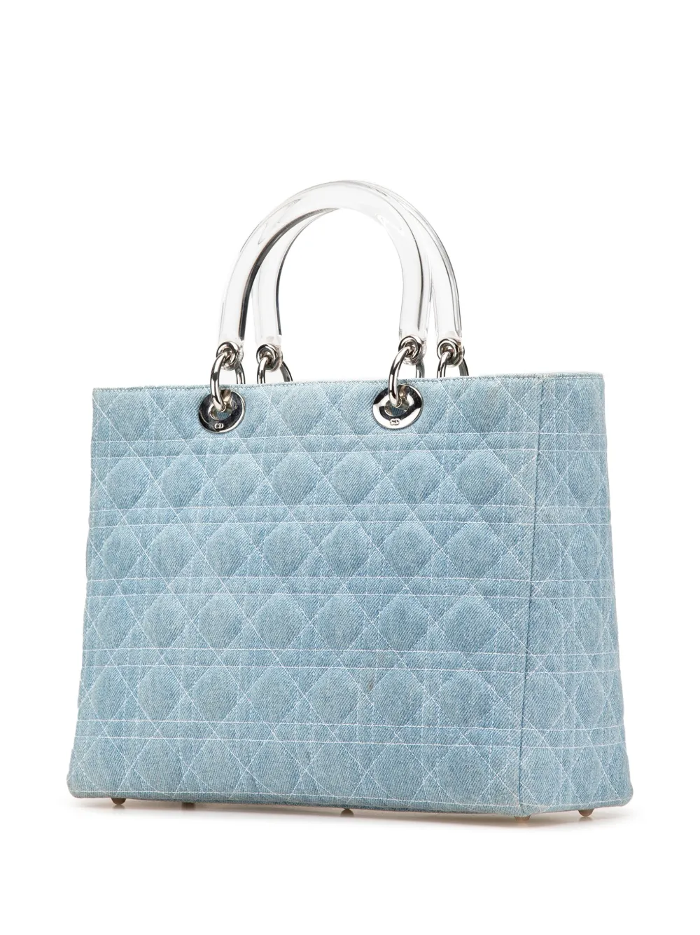Pre-owned Dior 1999 Large Denim Cannage Lady Satchel