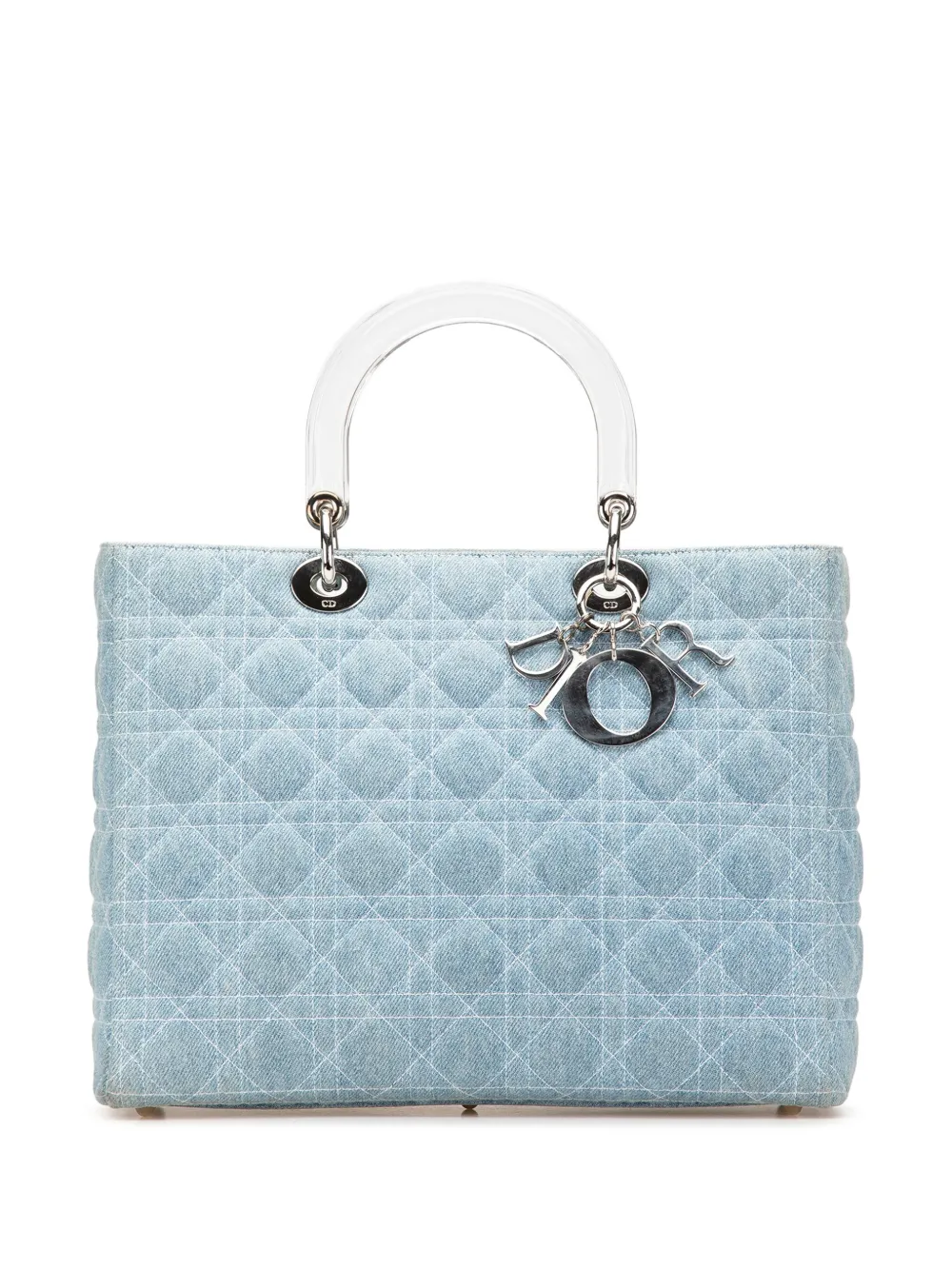 Christian Dior Pre-Owned 1999 ラージ デニム カナージュ レディ ディオール サッチェルバッグ - ブルー Christian Dior Pre-Owned 1999 ラージ デニム カナージュ レディ ディオール サッチェルバッグ - ブルー