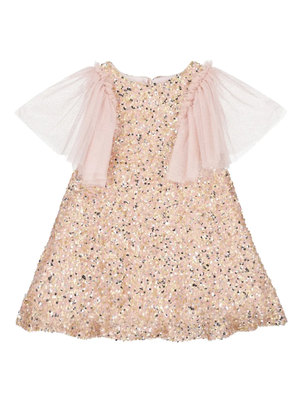 Patachou Jurk met tulen mouwen en pailletten Roze
