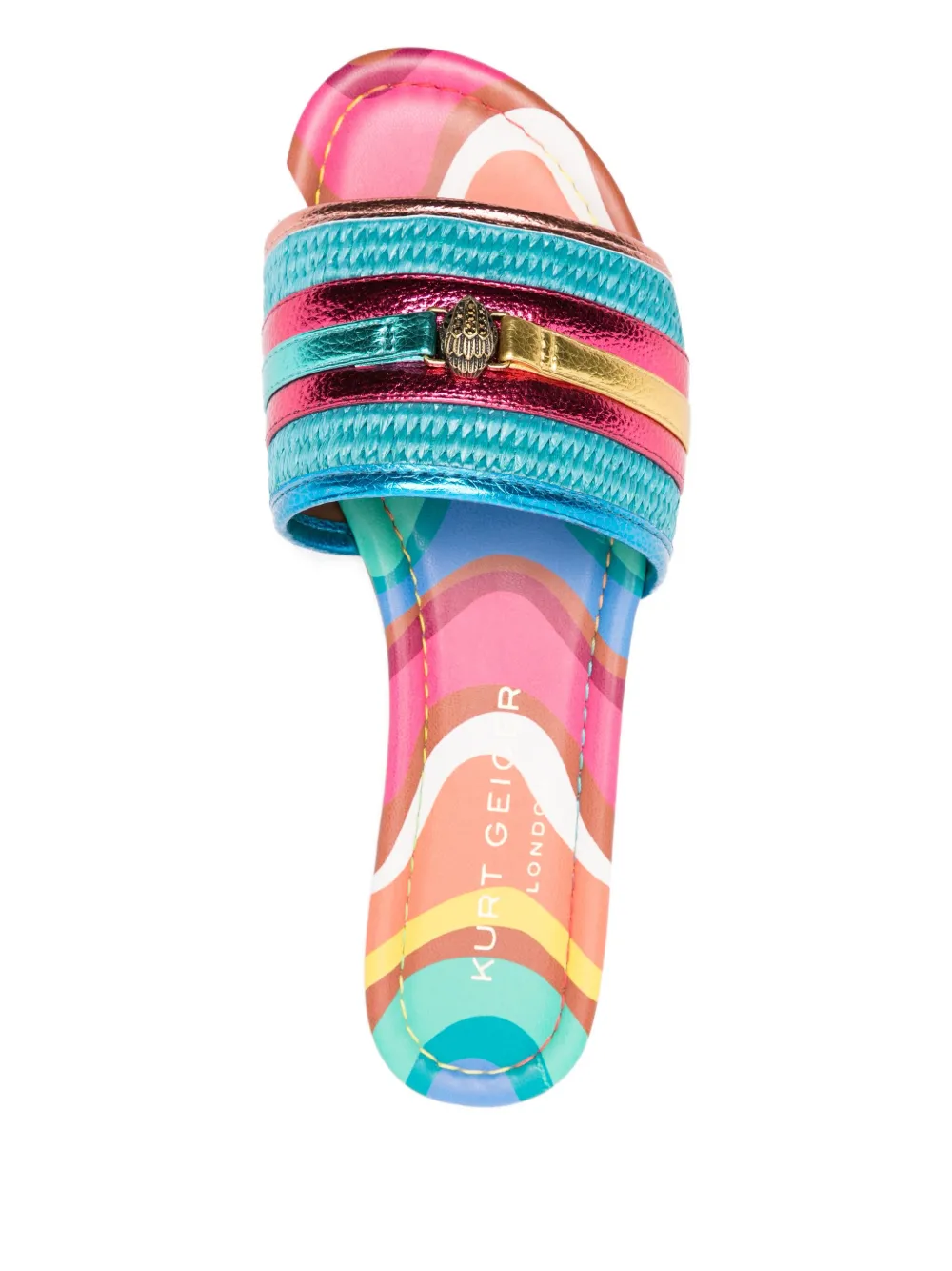 KG Kurt Geiger metallic-striped patterned slippers Blue