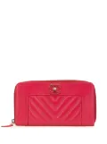 CHANEL Pre-Owned 2017-2018 Chevron Sheepskin Mademoiselle Zip Around Wallet long wallets - Red