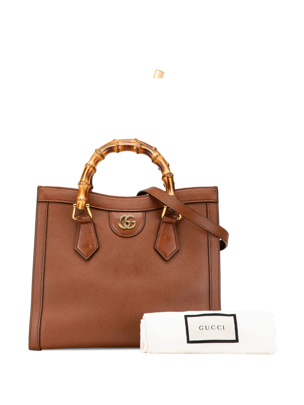 Pre-owned Gucci 2016-2024 Small Leather Bamboo Diana Satchel In Brown