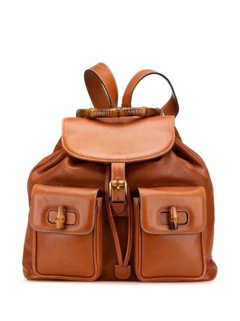Gucci Pre-Owned 20th Century Leather Bamboo Drawstring backpack