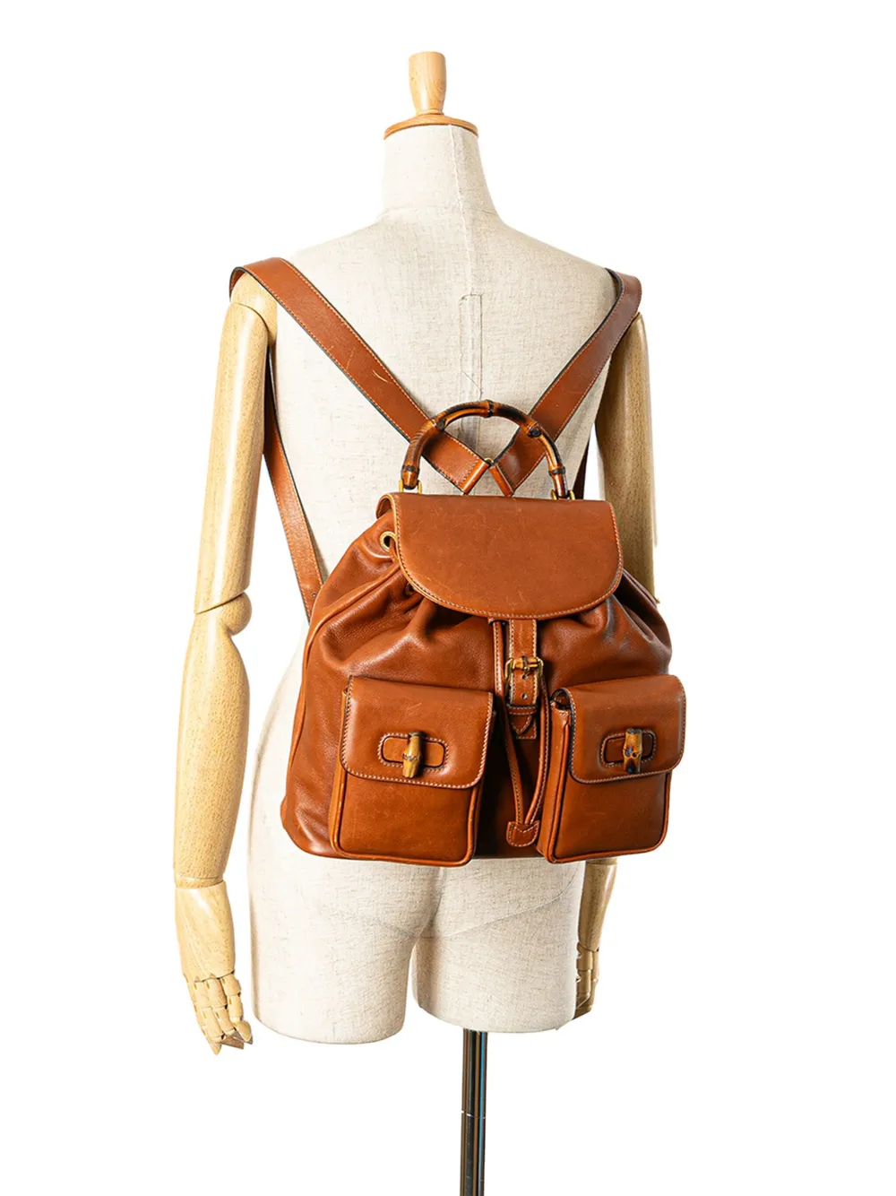 Gucci Pre-Owned 20th Century Leather Bamboo Drawstring backpack | Pre-owned | Image 2