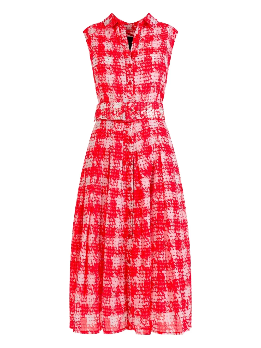 checked belted midi dress