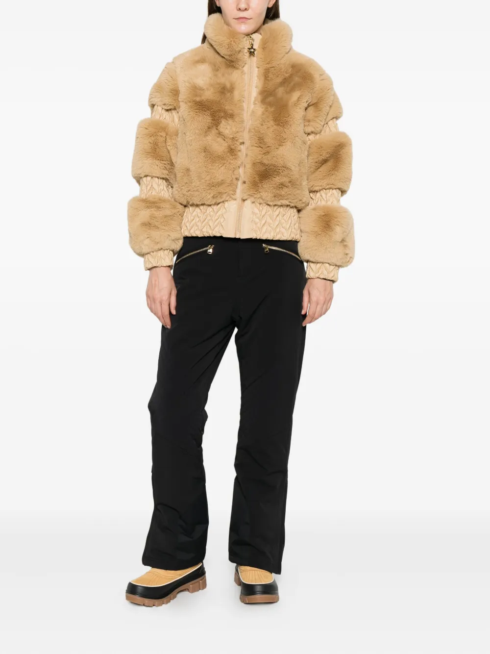 Goldbergh Furry ski-jack met ritssluiting - Bruin