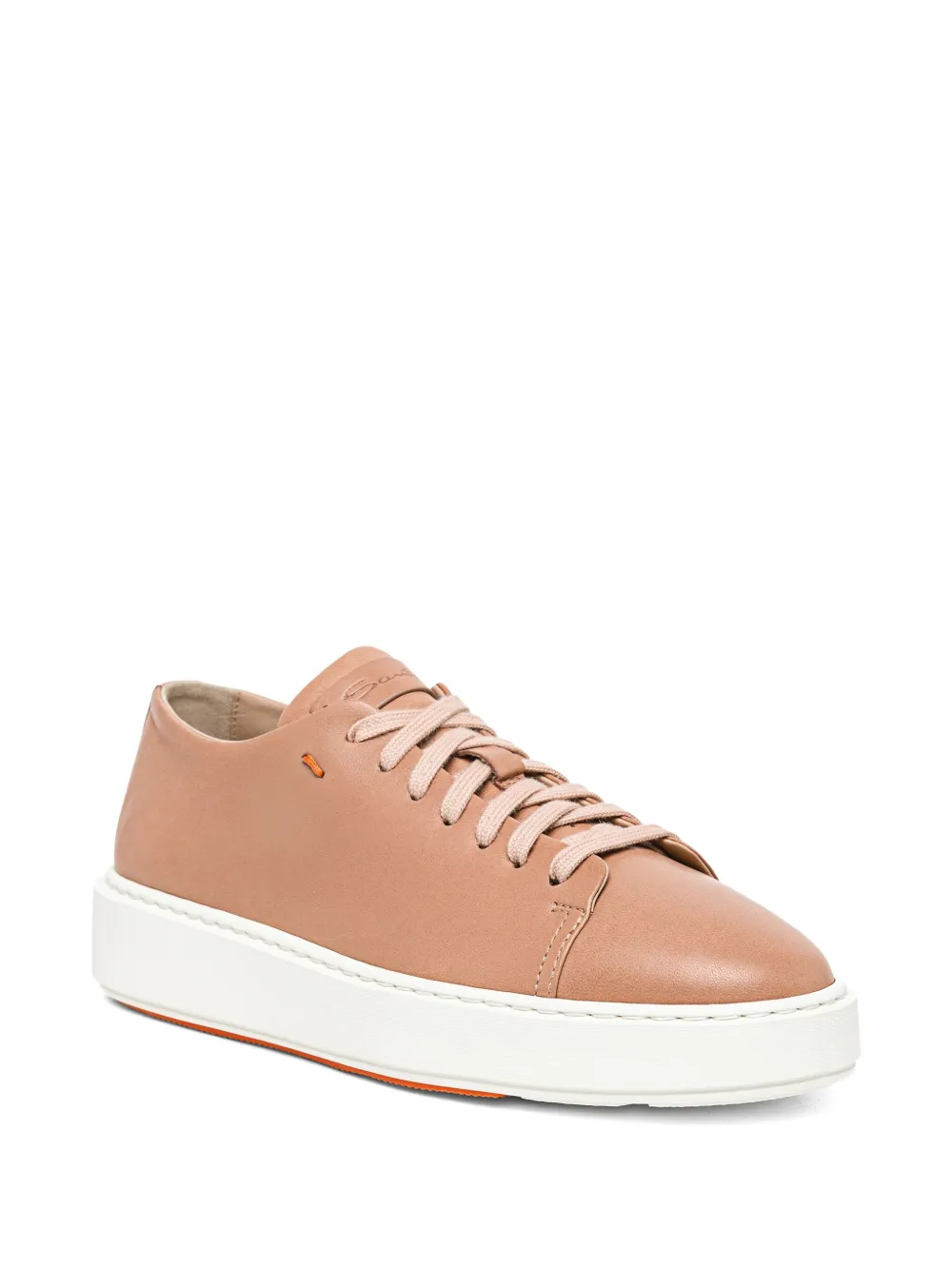 Santoni leather lace-up sneakers Pink