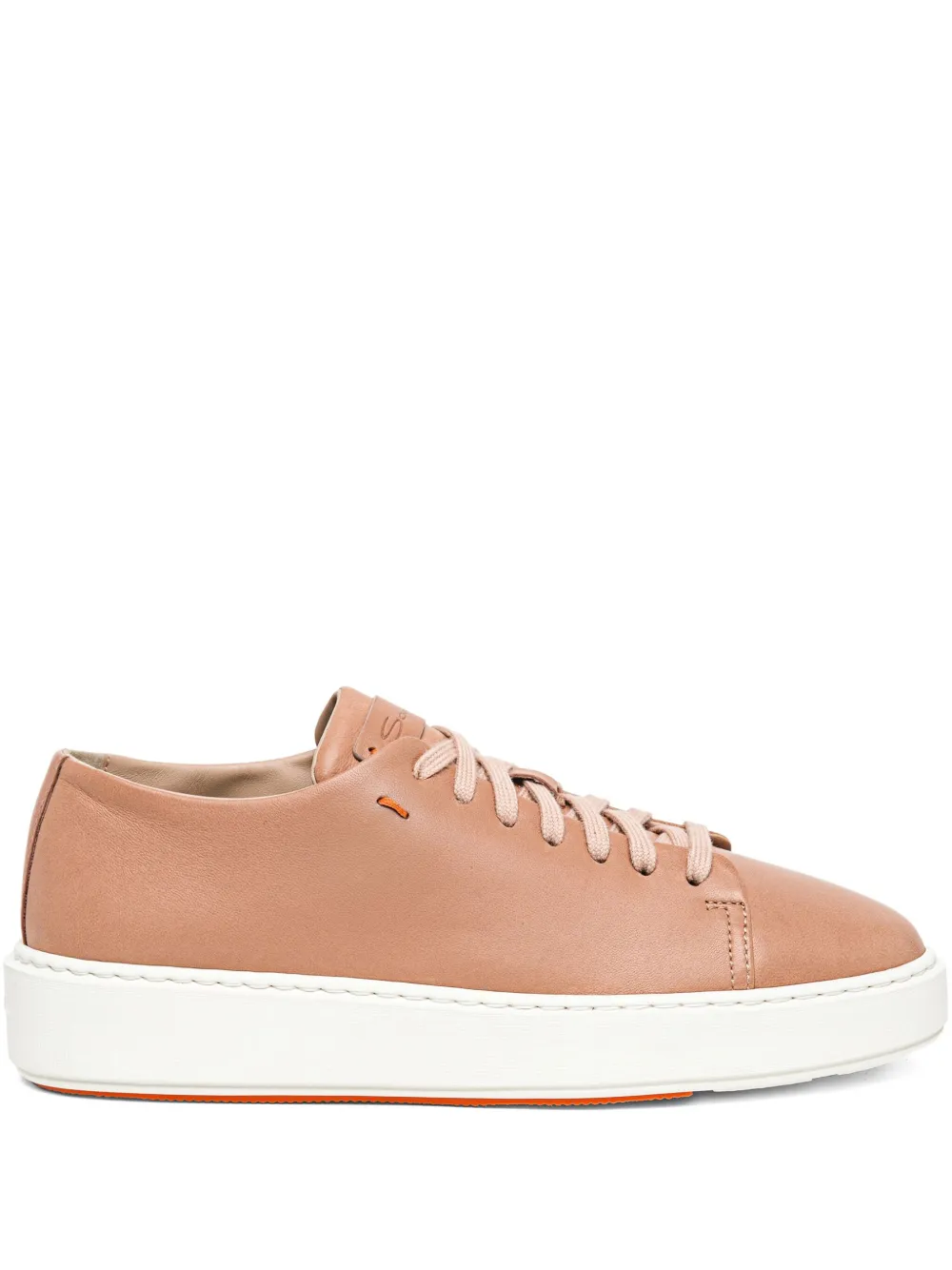 Santoni leather lace-up sneakers Pink