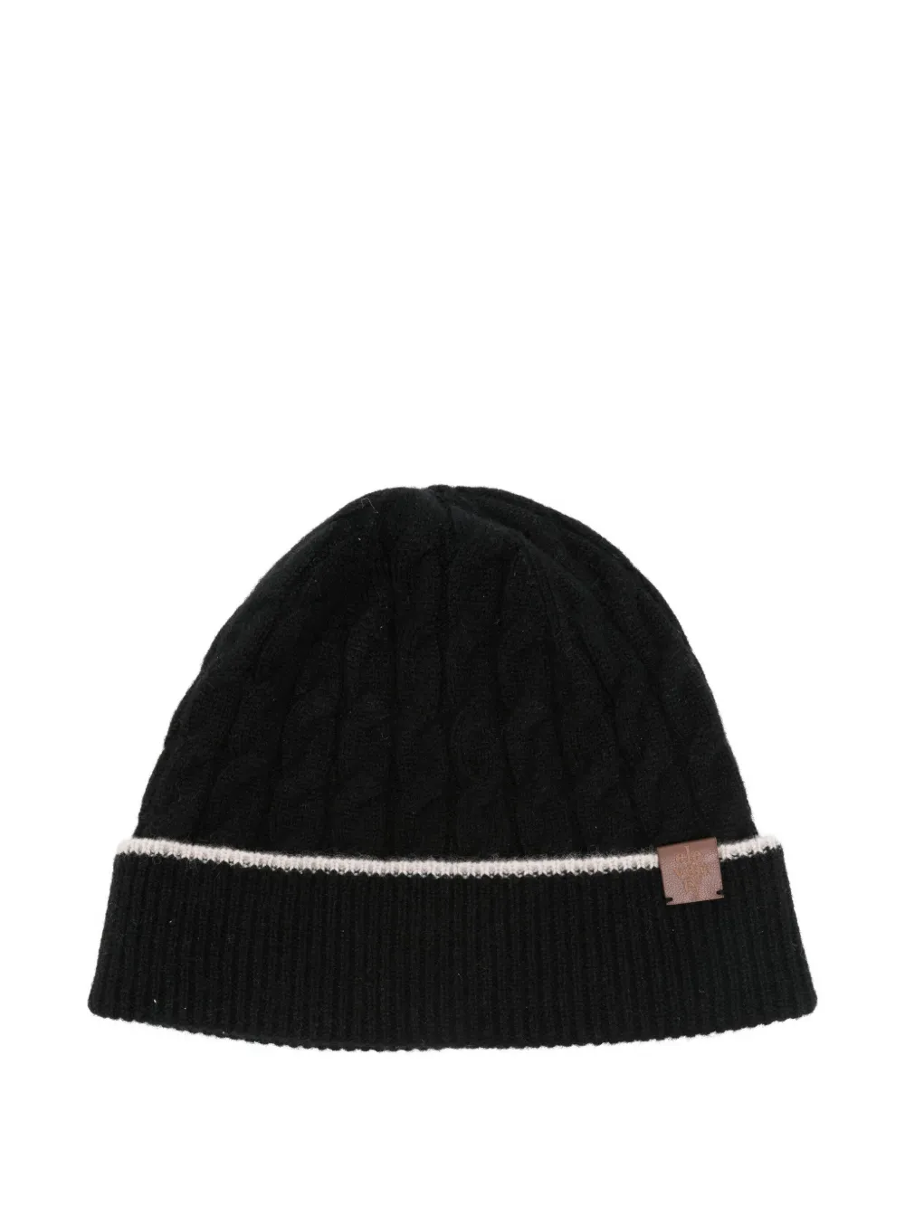 Eleventy Beanie mit Zopfmuster-Patch | Schwarz | Image 1