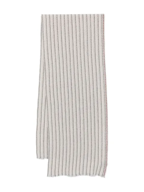 Eleventy striped frayed-edge scarf