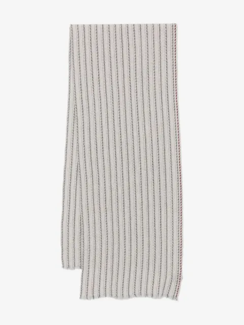 Eleventy striped frayed-edge scarf
