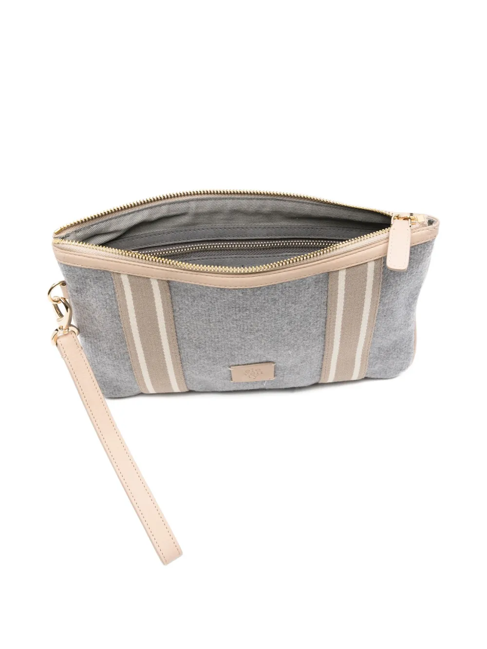 Eleventy Clutch met gestreept vlak Grijs