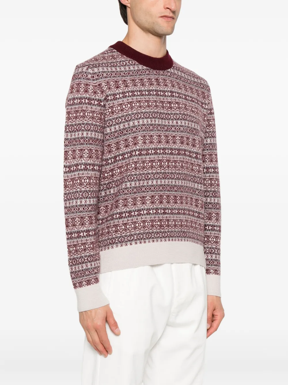  Eleventy Jacquard Crew-neck Sweater - Red 