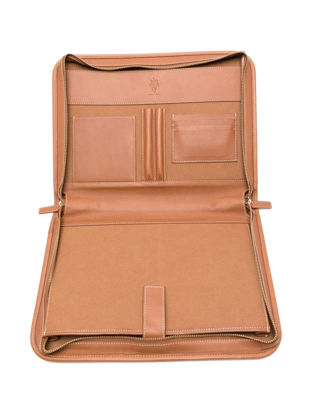 Eleventy Leren laptoptas Bruin