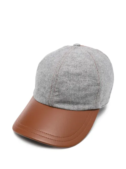 Eleventy casquette à empiècements en cuir