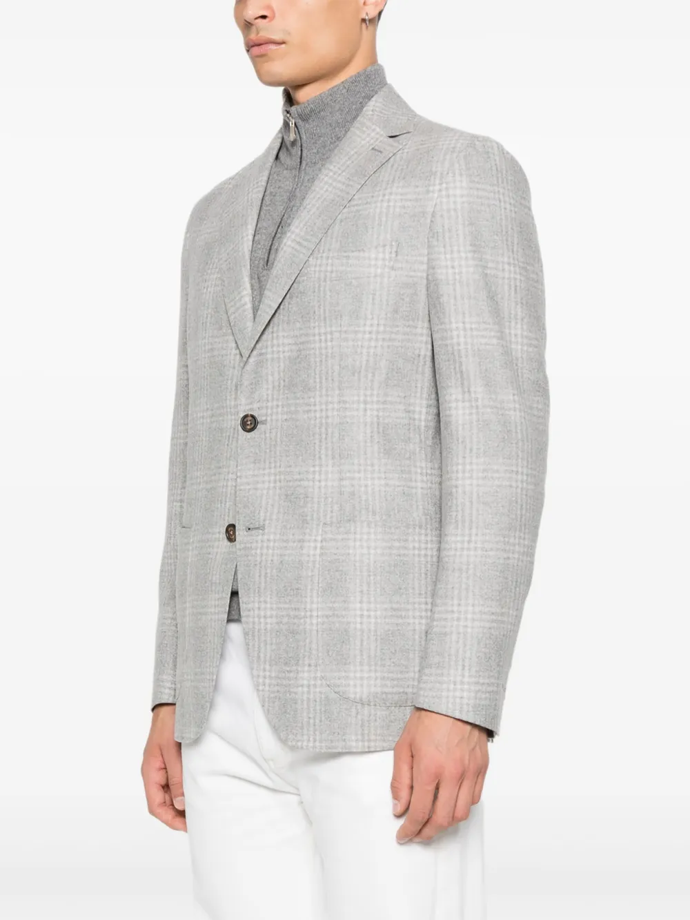  Eleventy Checked Single-breasted Blazer - Grey 