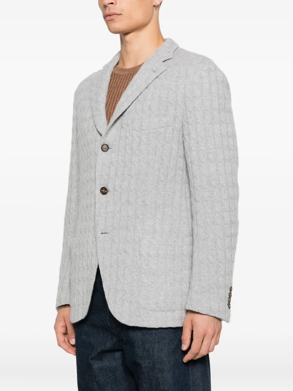 Eleventy Kabelgebreide blazer met knoopsluiting Grijs