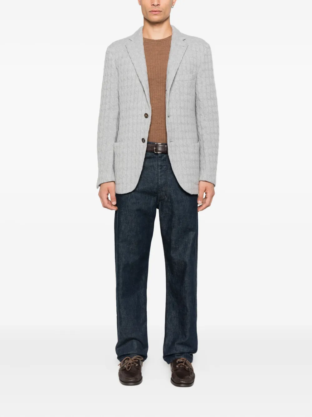 Eleventy cable-knit button-fastening blazer | Blazers | Image 2
