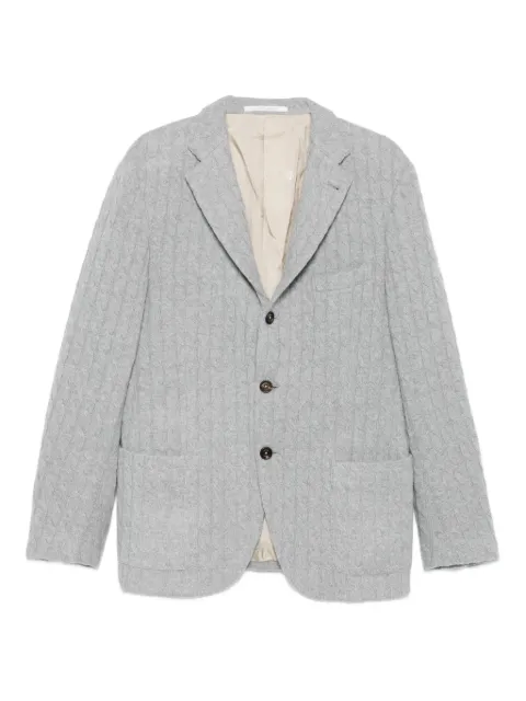 Eleventy cable-knit button-fastening blazer 