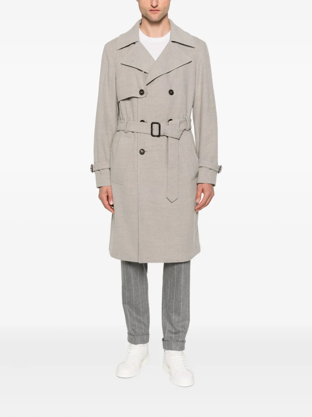 Eleventy 벨트 더블 브레스티드 트렌치코트 | 트렌치코트 | Image 2