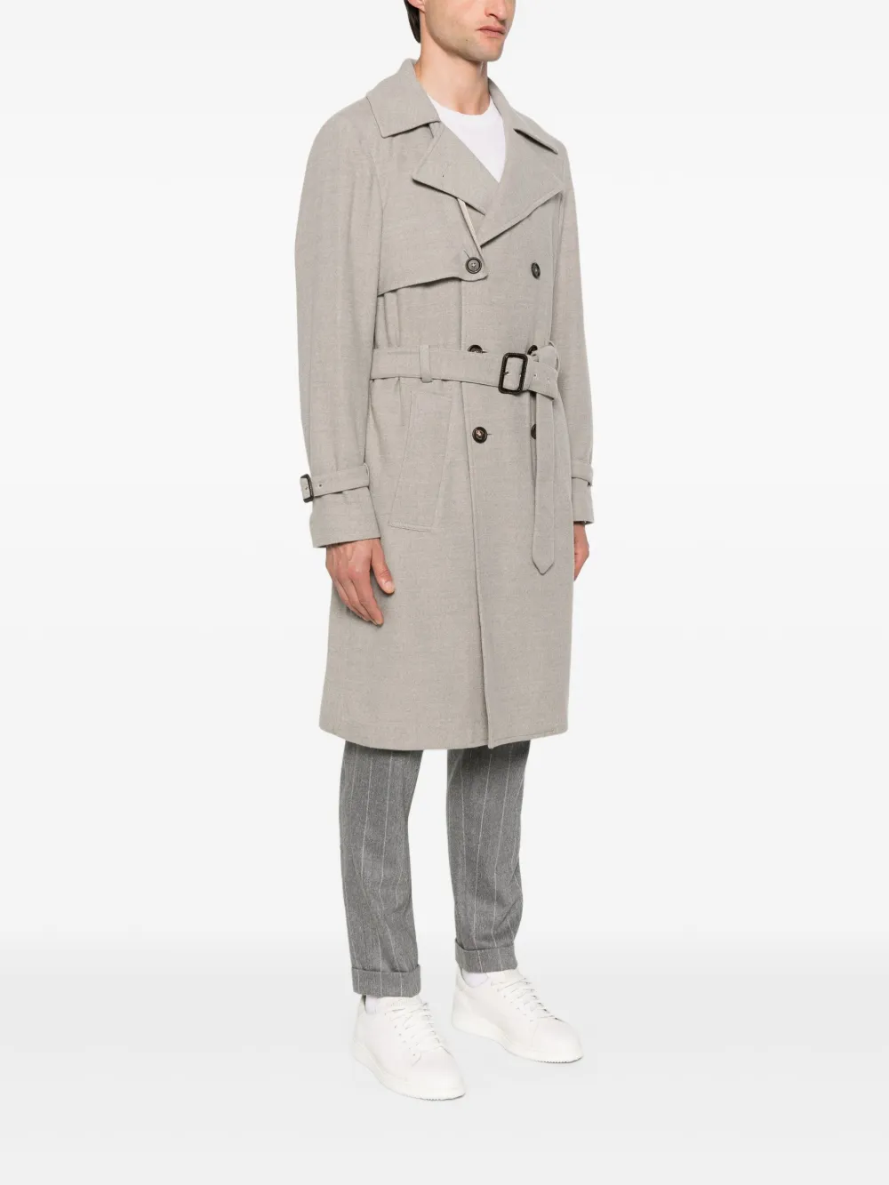  Eleventy Belted Double-breasted Trench Coat - Grey 