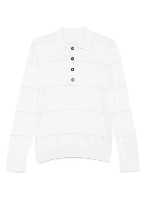 Eleventy striped long-sleeved polo shirt