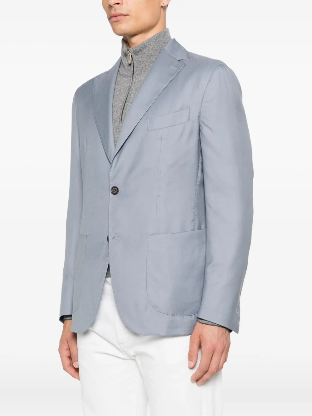  Eleventy Patch-pocket Single-breasted Blazer - Blue 