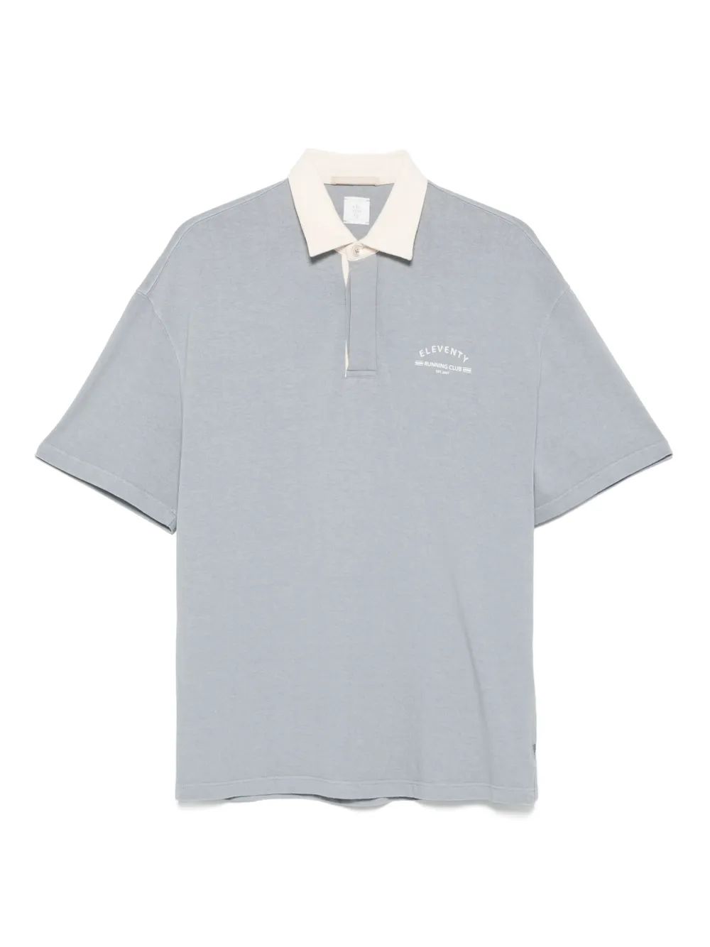 Eleventy Katoenen poloshirt met Running Club-print Blauw