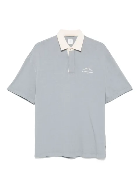 Eleventy Running Club-print cotton polo shirt
