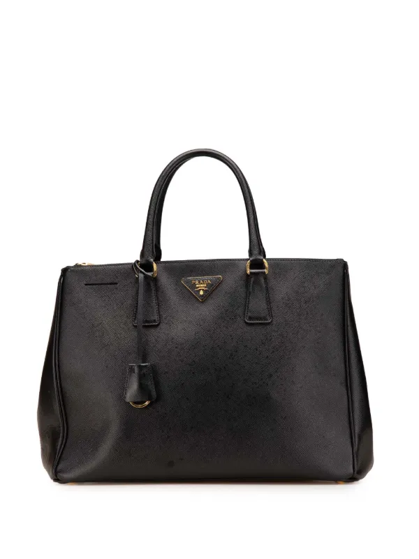 PRADA★ガレリア サフィアーノ ゴールド ダブルジップ トート Prada Pre-Owned 2013-2024 ラージ サフィアーノ ルクス