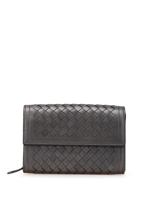 Bottega Veneta Pre-Owned 2012-2024 Leather Intrecciato Flap Continental Wallet long wallets