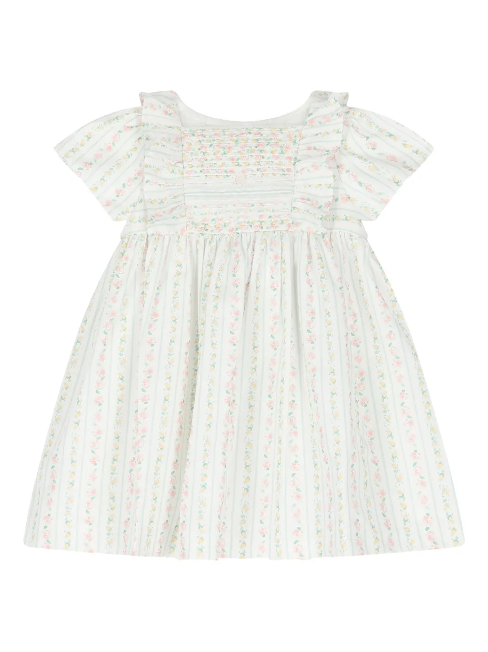 Patachou Gesmockte jurk met bloe print Wit