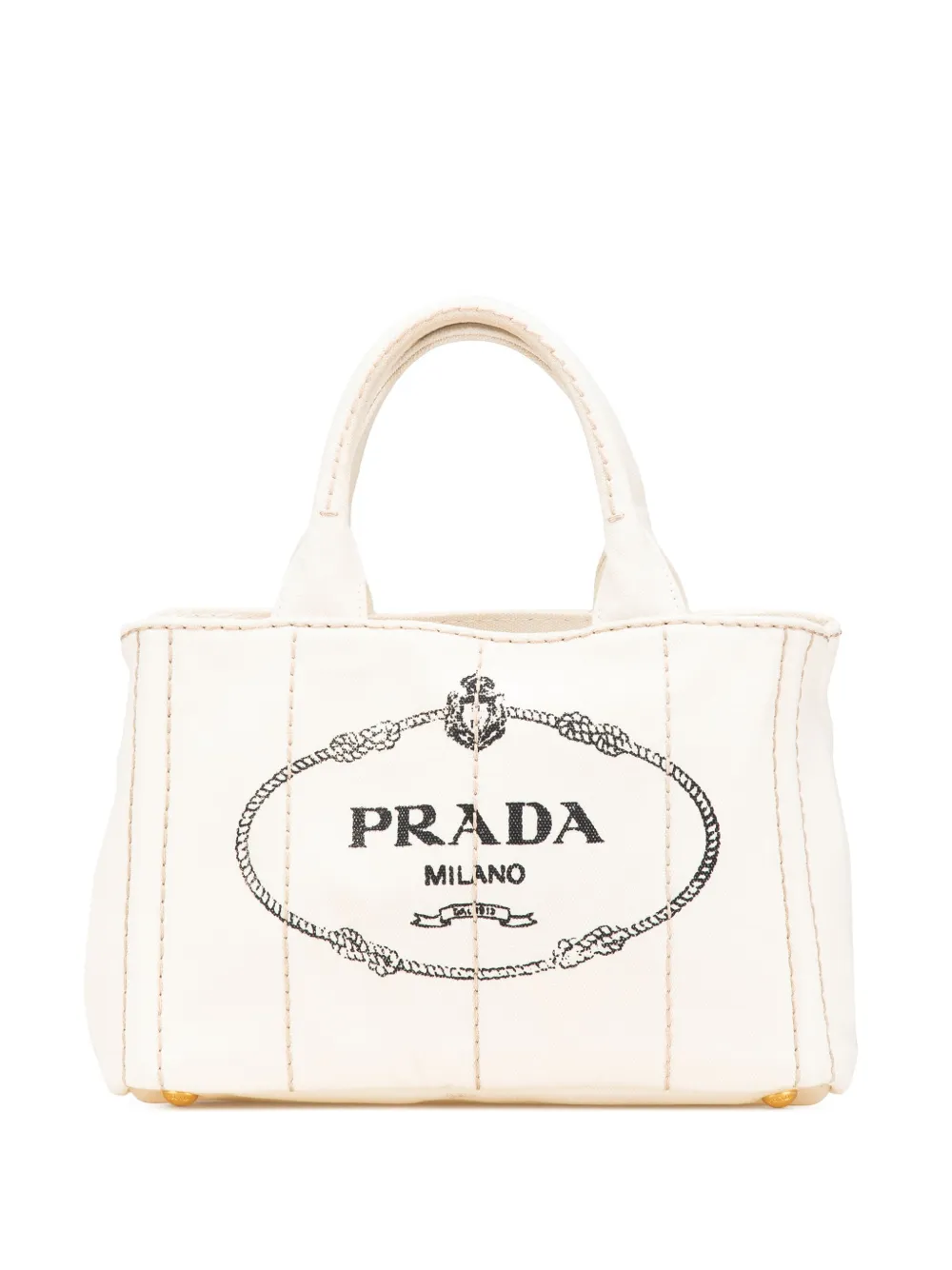 Prada Pre-Owned 2013-2024 Small Canvas Canapa Logo satchel | White | Image 1