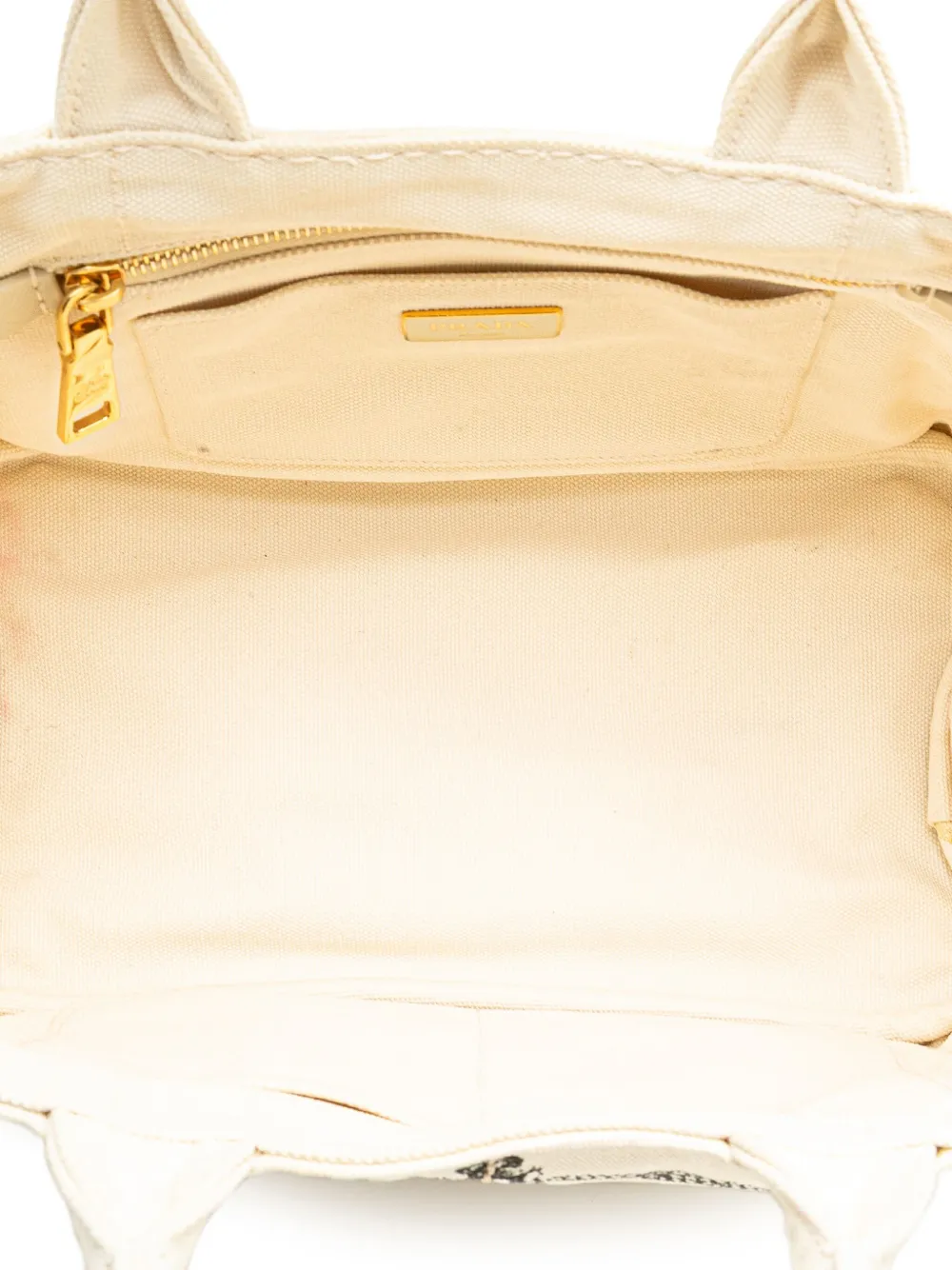 Pre-owned Prada 2013-2024 Small Canvas Canapa Logo Satchel In White