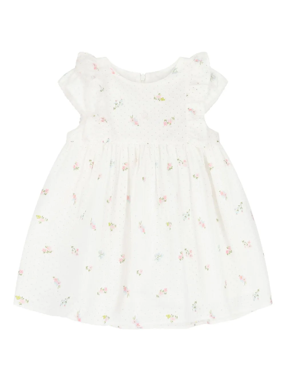 Patachou Jurk met bloe print en ruches Wit