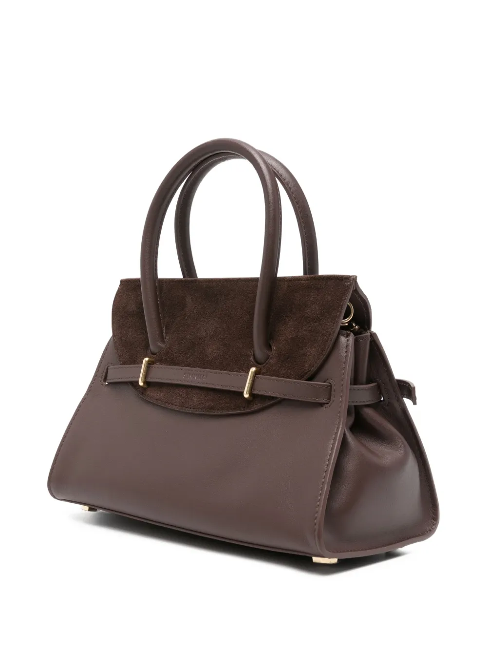 Simkhai Small River Suede-panel Buckled Tote Bag