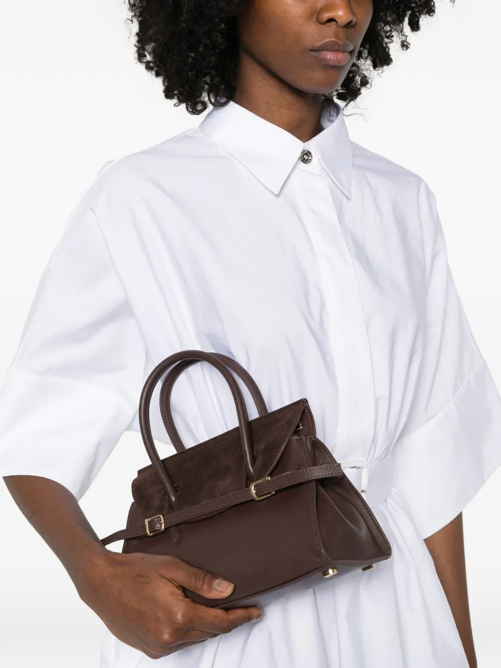 Simkhai River kleine shopper met su&egrave;de vlak en gesp - Bruin