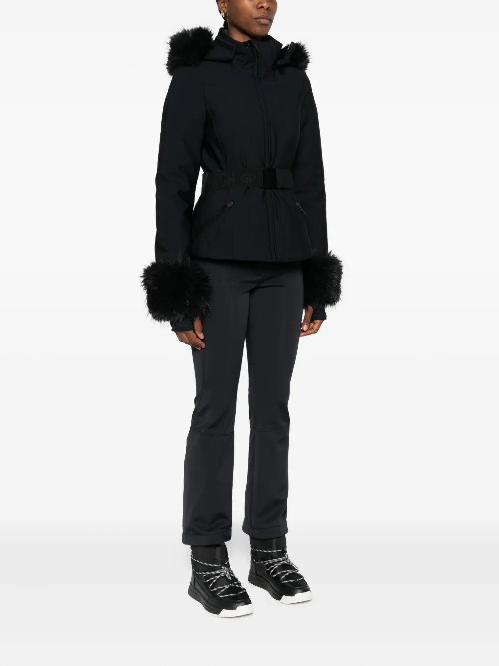 Goldbergh Womens Giselle Hooded Stretch-woven Down Ski Jacket 9000 Black In Black