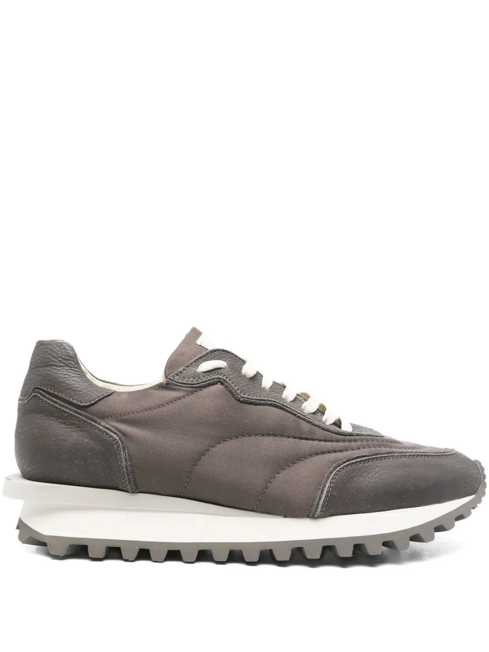 Eleventy panelled lace-up trainers Brown