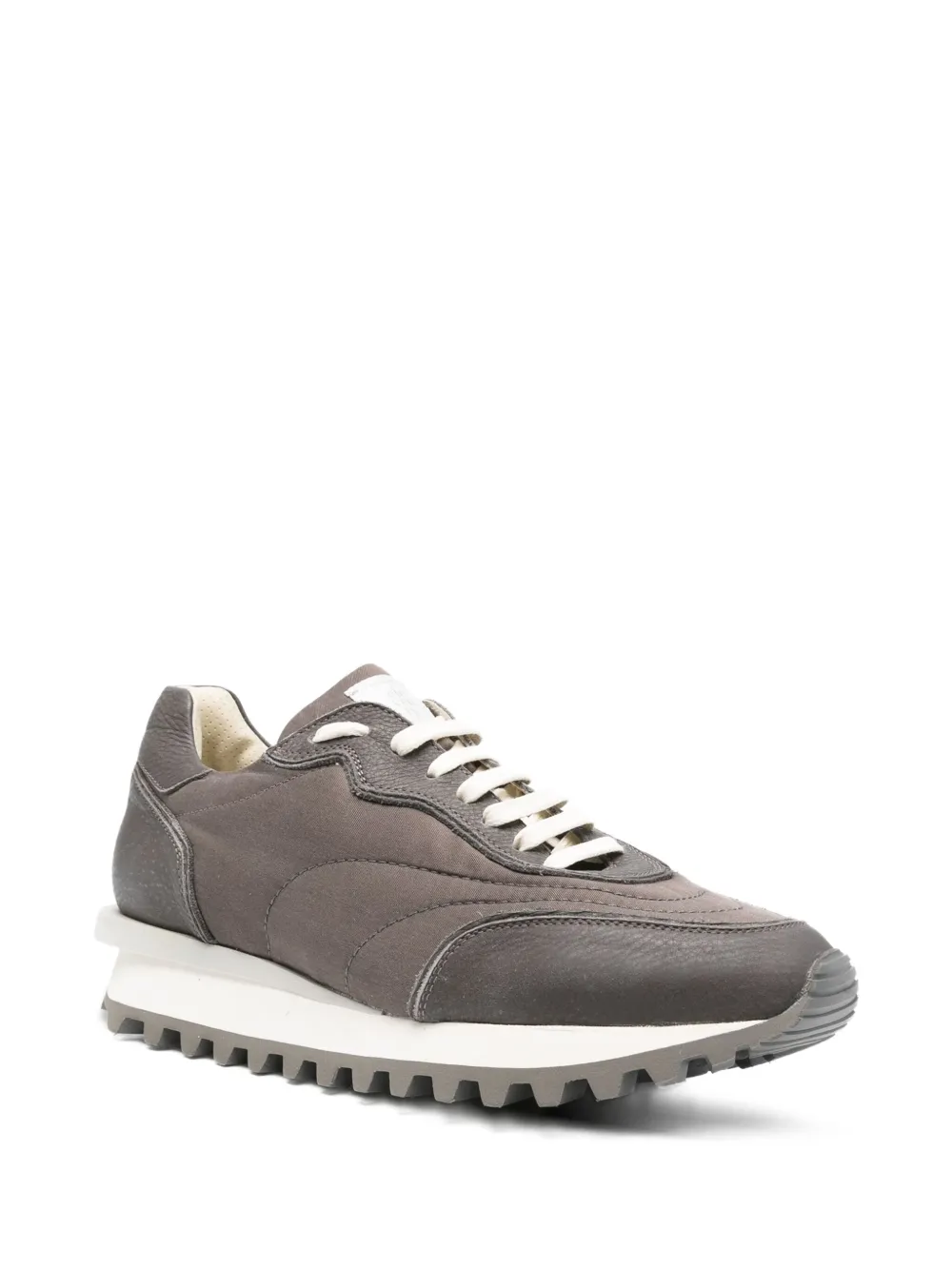 Eleventy panelled lace-up trainers Brown