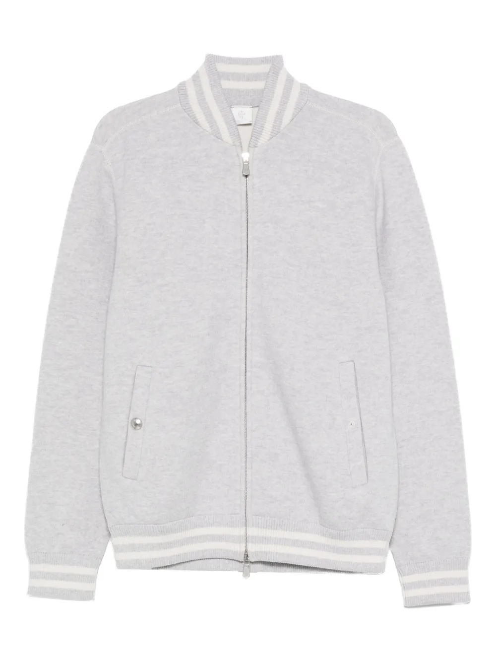 Eleventy stripe-trim wool bomber jacket | Grey | Image 1