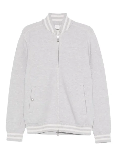 Eleventy stripe-trim wool bomber jacket