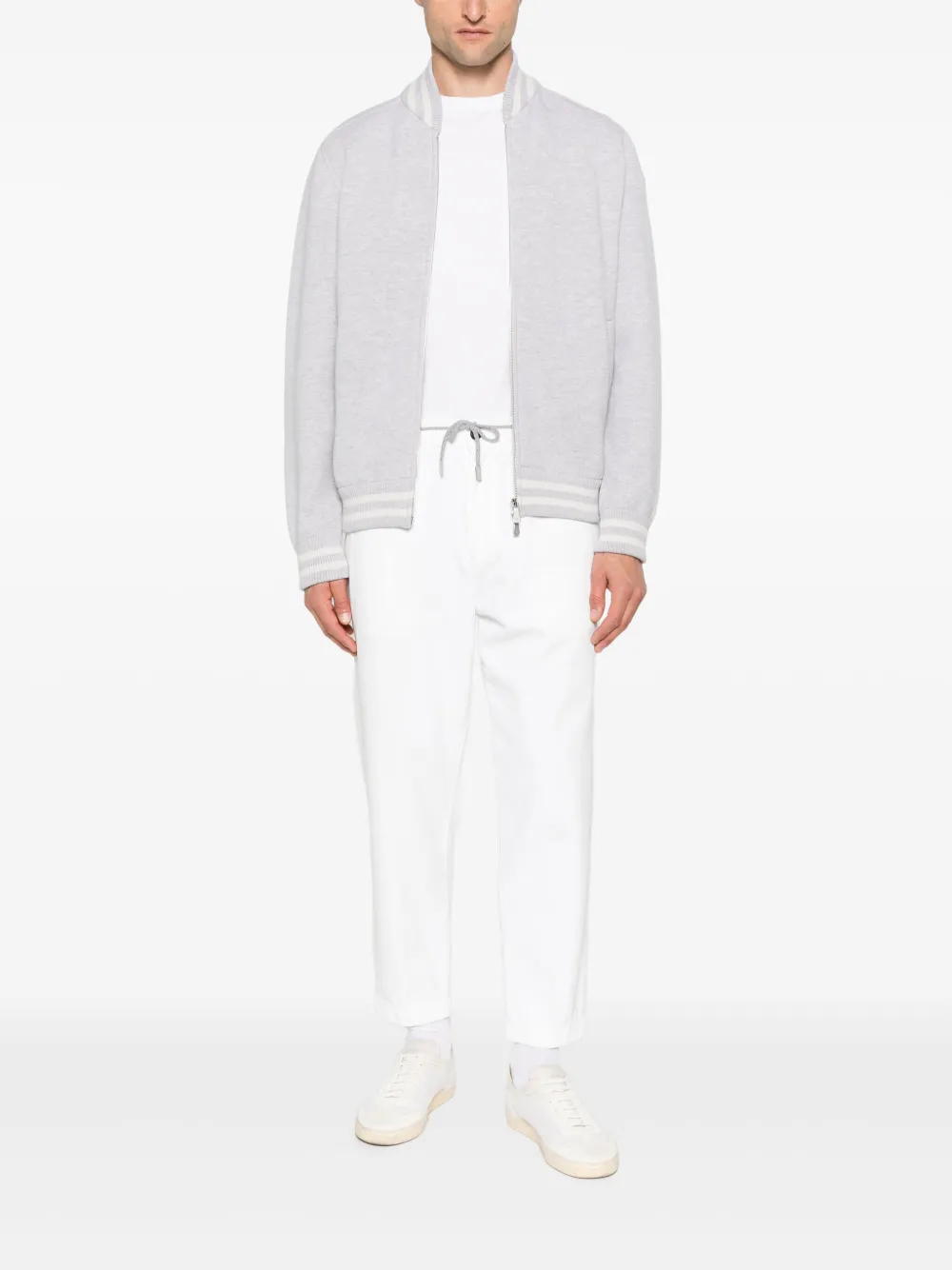 Eleventy stripe-trim wool bomber jacket | Bomber Jackets | Image 2