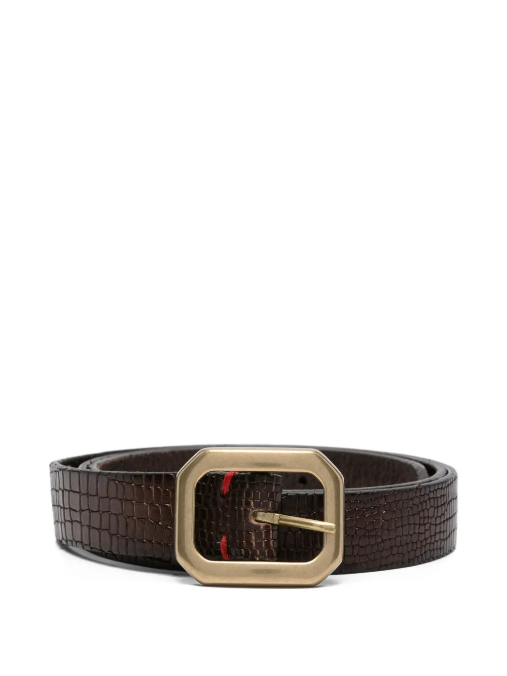 Eleventy crocodile-embossed rectangular-buckle belt | Brown | Image 1
