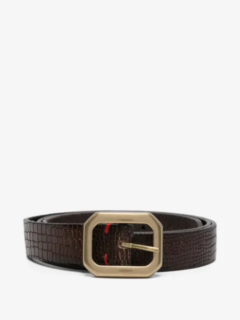 Eleventy crocodile-embossed rectangular-buckle belt