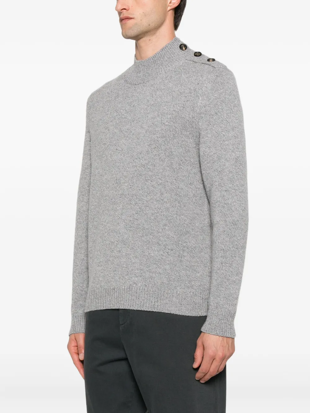 Eleventy Button-detailed Wool Sweater In Gray