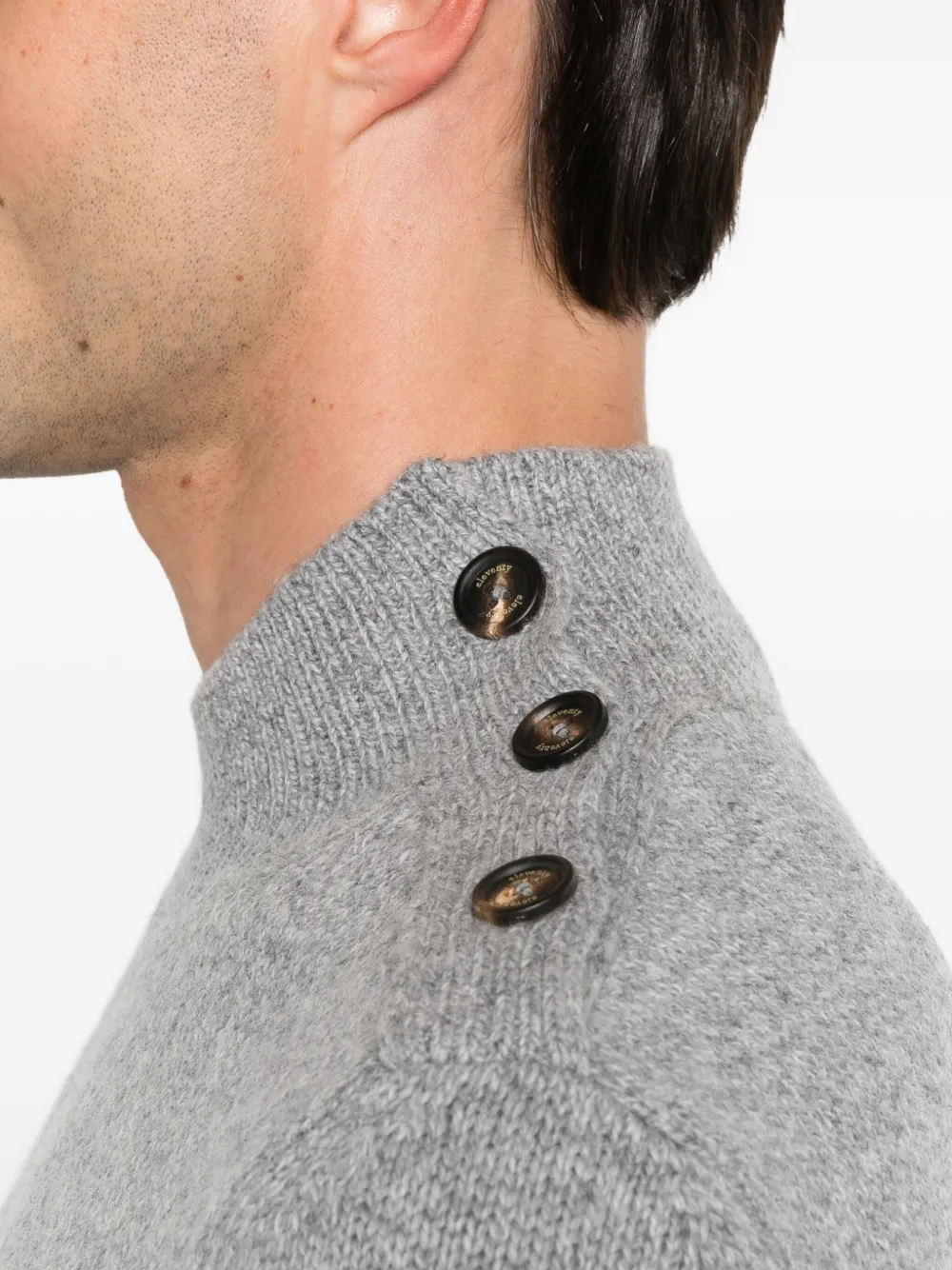Eleventy Button-detailed Wool Sweater In Gray