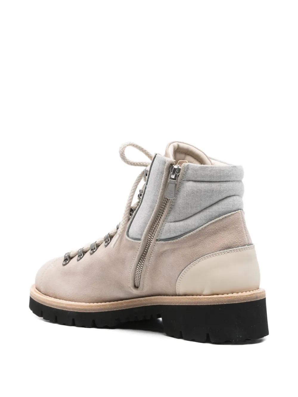 Eleventy Lace-up Leather Boots In Neutral
