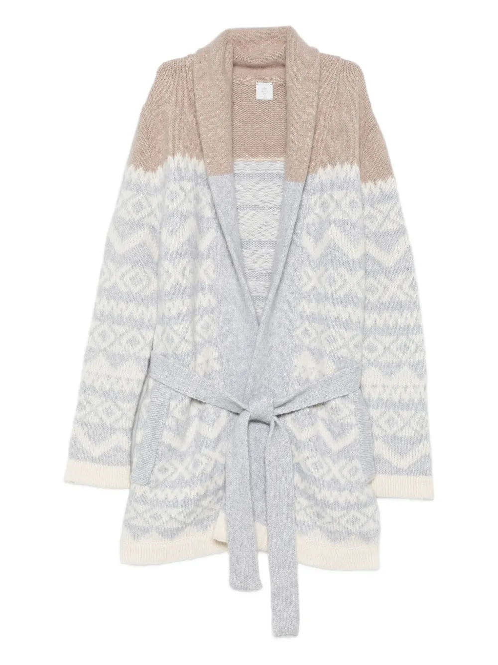 Eleventy patterned-jacquard belted cardigan | Neutrals | Image 1